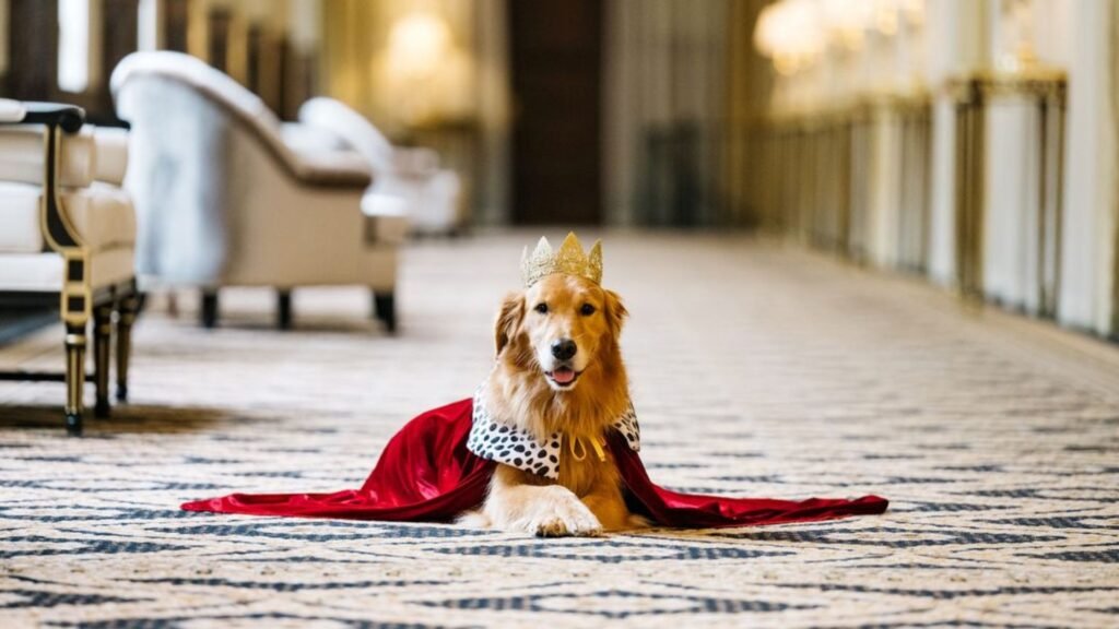 A Dog in a Hotel Lobby