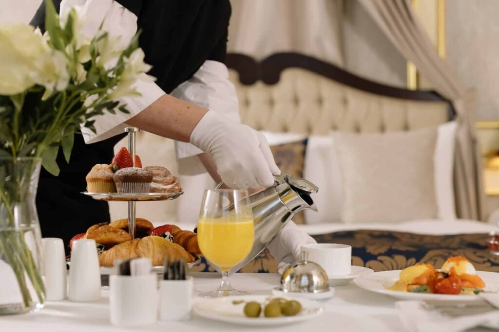 room service in a hotel room 