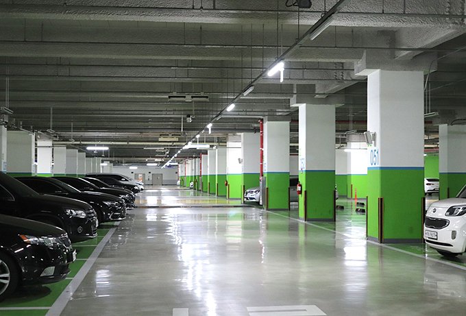 cars parked in a parkade at a hotel 